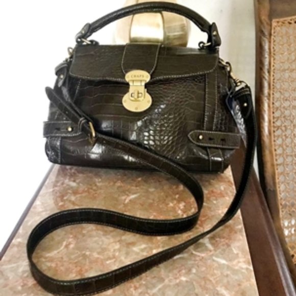Chaps Handbags - NWT Chaps Chocolate Brown Croc Crossbody